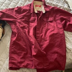 Wrangler button up short sleeve XL red burgundy